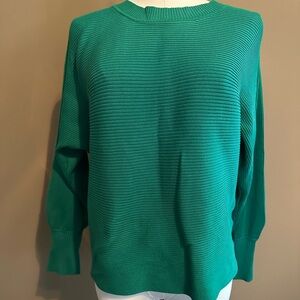 Pink Rose Green Ribbed Women's Sweater Size XL